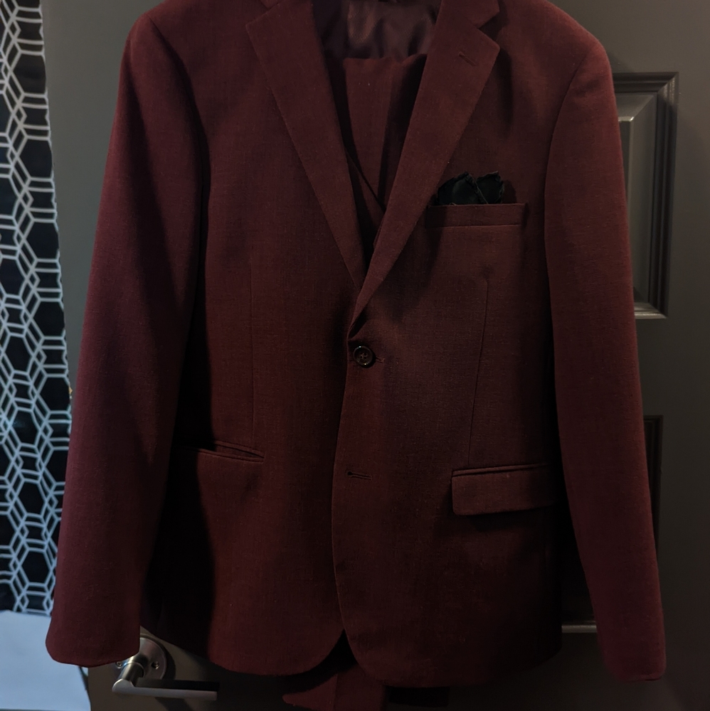 West End Burgundy 3 piece Suit